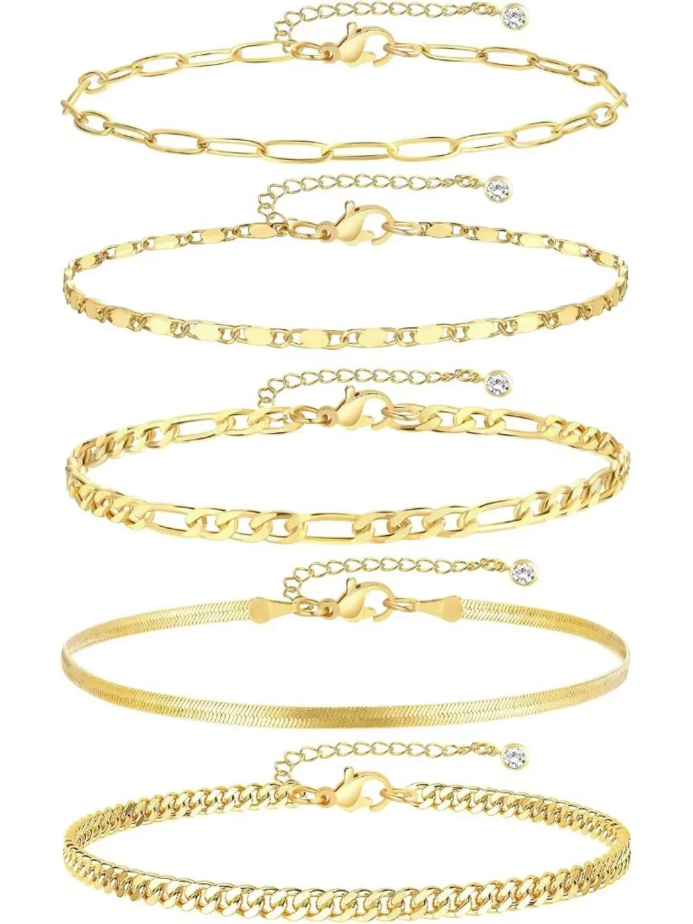 Exquisite 14k Gold Anklet Set - Waterproof Cuban Link Design for Stylish Women